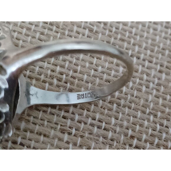 Vintage Onyx Diamond Filigree Ring 10k White Gold Size 7.75 - Picture 4 of 12